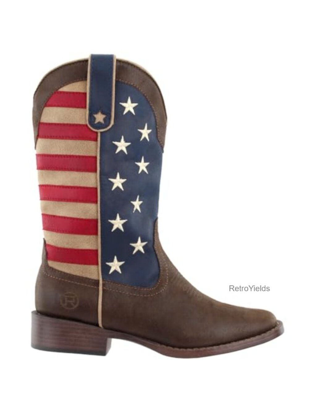 Faux Leather Square Toe Mid Calf Western Boots Pull On